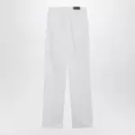 LEMAIRE High-waisted straight-leg jeans with belt in white denim