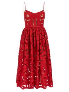 Self-Portrait Self Portrait Red Bow Embroidered Midi Dress