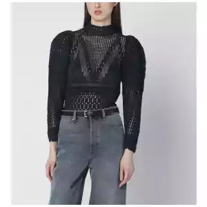 ISABEL MARANT Dahara black openwork knit top