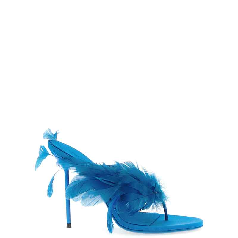 Paris Texas Lidia Feather Thong Mules