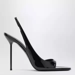 Paris Texas Black patent slingback sandals