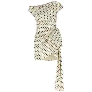 Self-Portrait Polka Dot Satin Tie Side Mini Dress