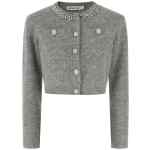 Self-Portrait Grey Fluffy Crystal Trim Cardigan