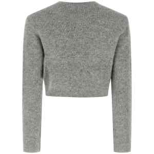 Self-Portrait Grey Fluffy Crystal Trim Cardigan