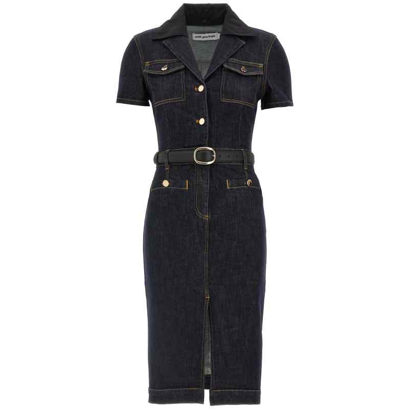 Self-Portrait Indigo Denim Midi Dress