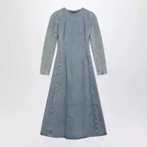 Maison Margiela Cup-shoulder denim midi dress in ice blue