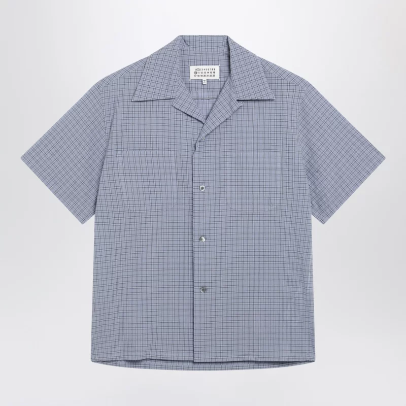 Maison Margiela Light blue check bowling shirt
