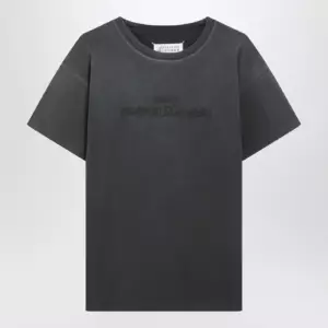 Maison Margiela Black washed-out cotton T-shirt with reverse logo