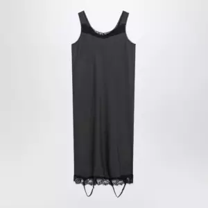 MM6 Maison Margiela Grey midi slip dress with lace trims