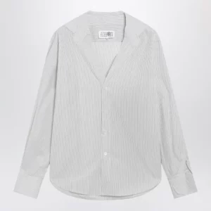 MM6 Maison Margiela Pinstriped cotton shirt with V-neck