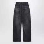 MM6 Maison Margiela Dark blue wide-leg jeans with worn effect