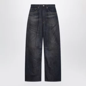 MM6 Maison Margiela Dark blue wide-leg jeans with worn effect