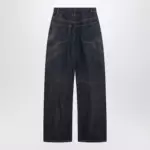 MM6 Maison Margiela Dark blue wide-leg jeans with worn effect