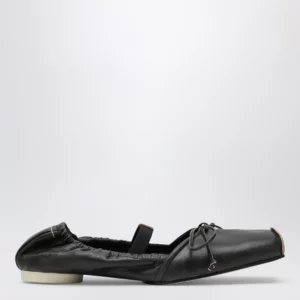 MM6 Maison Margiela Square-toe ballerinas in brown calfskin leather