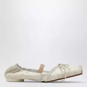 MM6 Maison Margiela Light beige square-toe calfskin ballerina flats