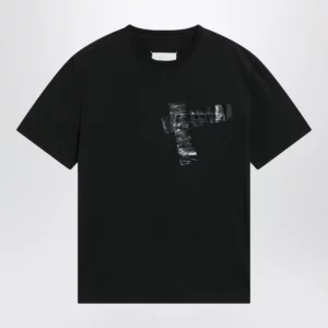 Maison Margiela Taped cotton jersey T-shirt in black