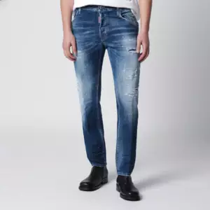 Dsquared2 Skater jeans in medium blue with destroyed details
