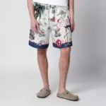 Dsquared2 Bermuda shorts with tropical print in silk