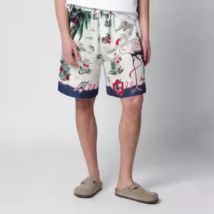 Dsquared2 Bermuda shorts with tropical print in silk