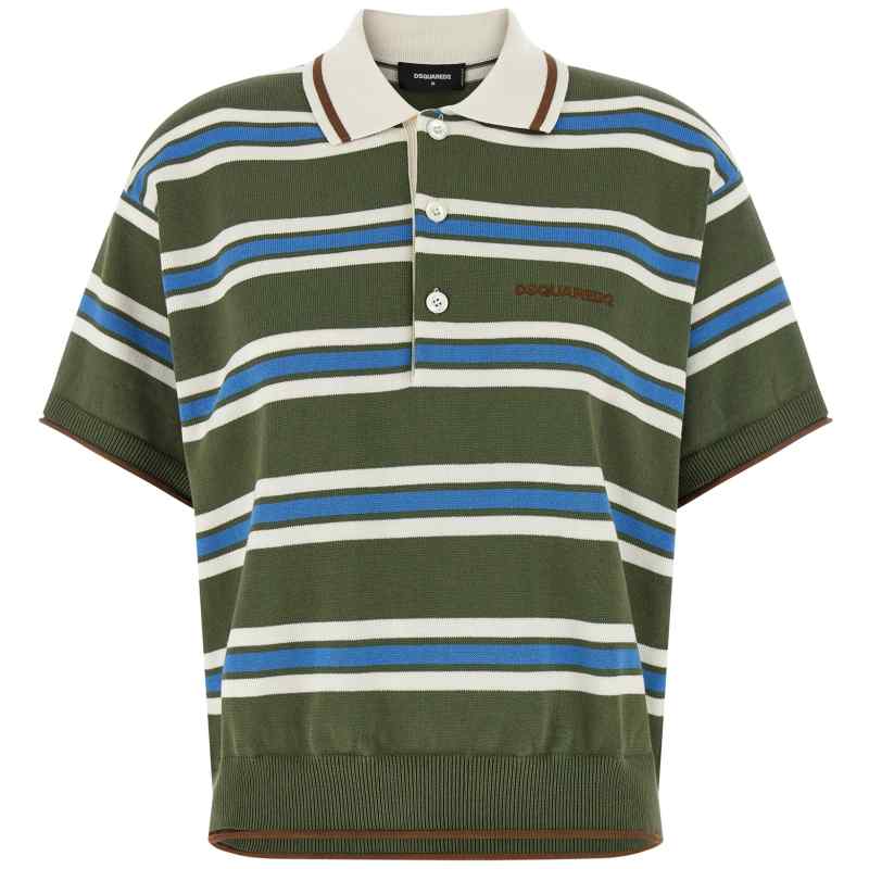 Dsquared2 Striped Knit Polo Shirt