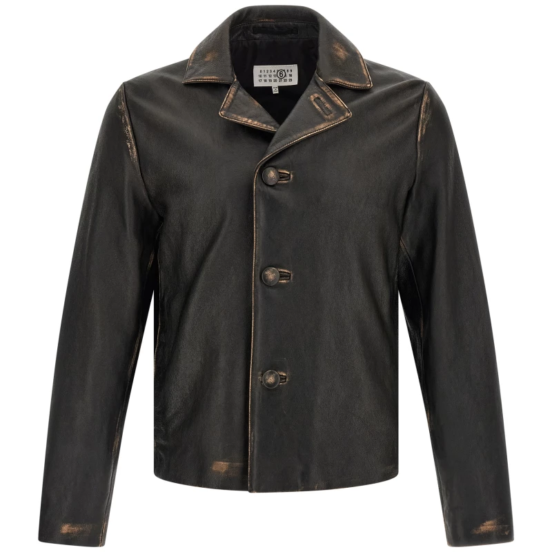Mm6 Maison Margiela Antiqued Leather Jacket
