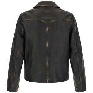 Mm6 Maison Margiela Antiqued Leather Jacket