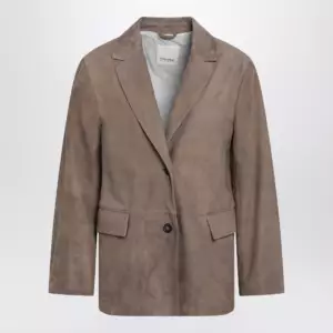 S Max Mara Single-breasted hazelnut suede jacket