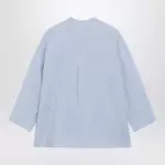 S Max Mara Light blue pure linen mandarin-collar shirt