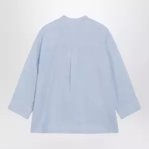 S Max Mara Light blue pure linen mandarin-collar shirt