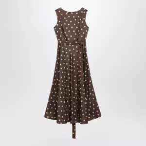 S Max Mara Printed silk twill sleeveless midi dress in brown