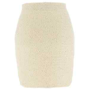 Self-Portrait Cream Sequin Knit Mini Skirt