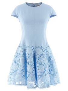 Self-Portrait Blue Crepe Lace Dress