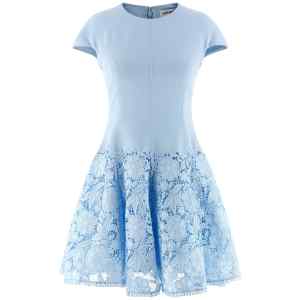 Self-Portrait Blue Crepe Lace Dress