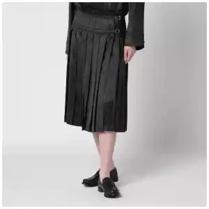 Durazzi Milano Dark grey glossy viscose pleated skirt