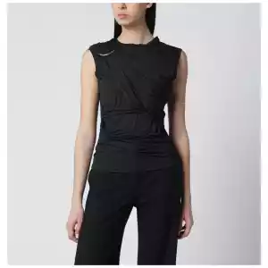 Durazzi Milano Black mélange tank top with braided details
