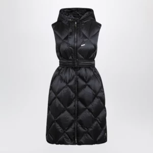 Max Mara The Cube Black belted sleeveless down jacket