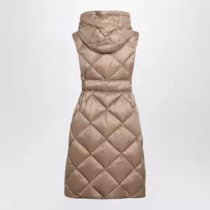 Max Mara The Cube Camel belted sleeveless down jacket