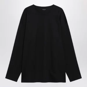 LEMAIRE Black cotton and silk interlock T-shirt