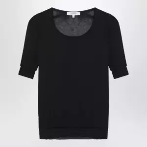 LEMAIRE Midnight blue trompe-l'oeil top in viscose and silk