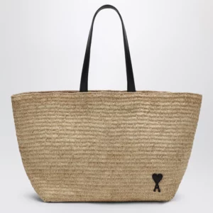 Ami Paris Ami de Coeur tote bag in raffia