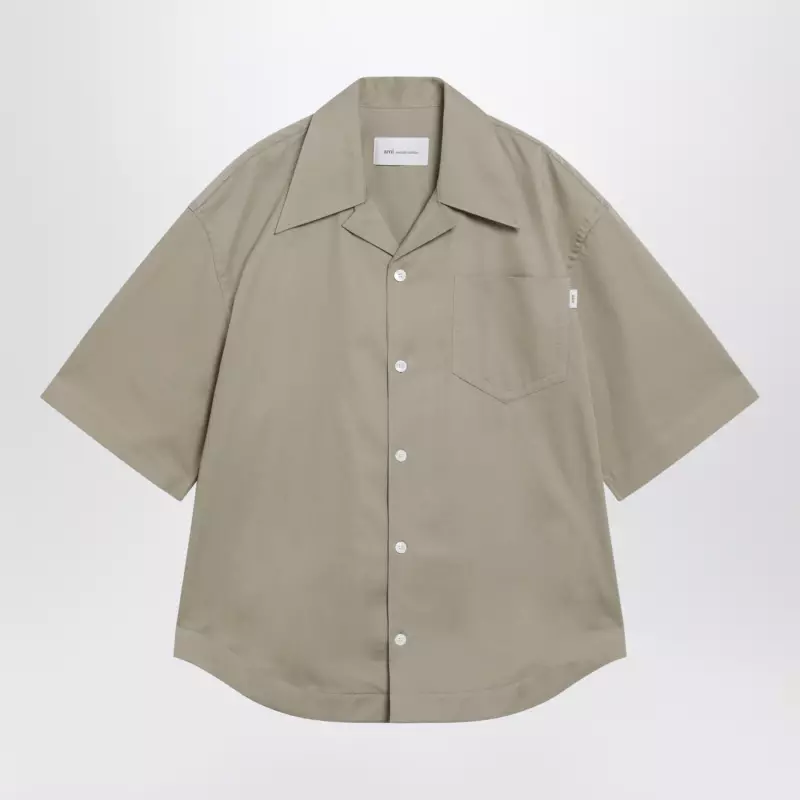 Ami Paris Beige taupe cotton bowling shirt