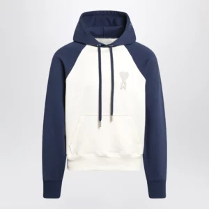 Ami Paris Ami De Coeur hoodie in cream/blue