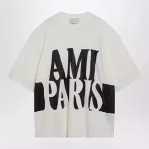Ami Paris Cream white T-shirt with logo print