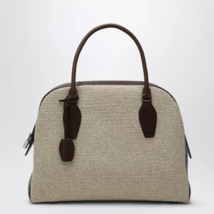 The Row India 12 natural/brown canvas and leather bag