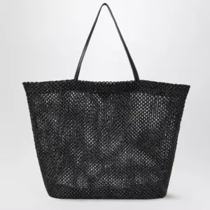 The Row Barn geometric nylon tote with leather handles, black