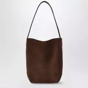 The Row Small Park Tote Edge suede leather tote in brown