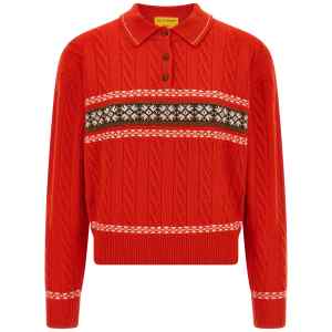 Guest In Residence Cable Collegiate Polo Sweater