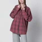 Our Legacy Dime oversized plaid cotton flannel shirt in red