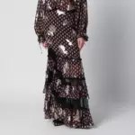ETRO Long skirt in silk blend with fil coupé