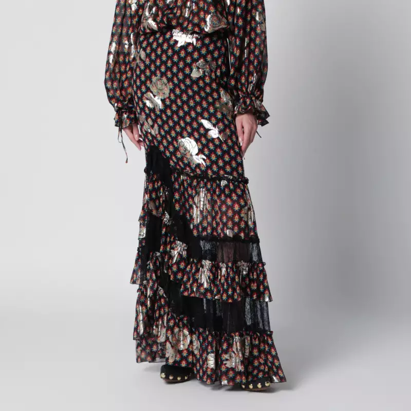 WRFA019399SAA84_S_ETRO-X0811.a ETRO Long skirt in silk blend with fil coupé